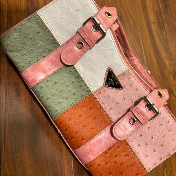 NYC Faux Leather y2k 2001 pink/white/green/orange purse - Picture 4 of 9